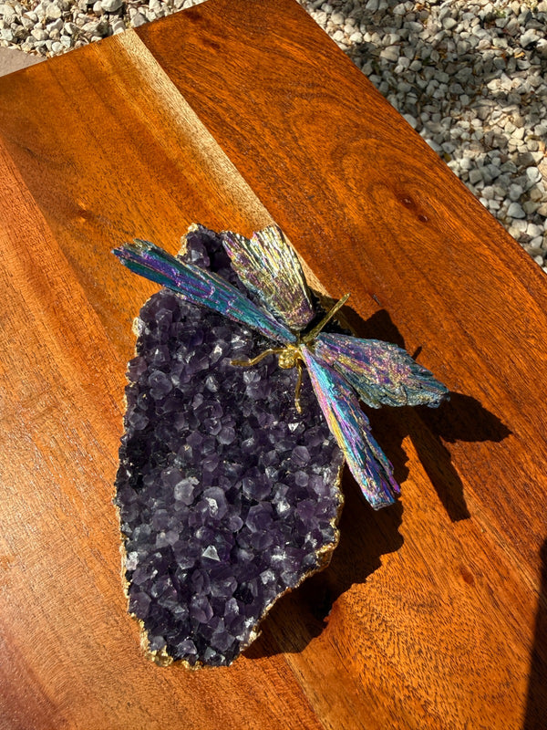 Amethyst with Kayanit Dragonfly